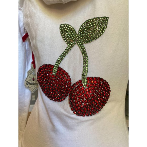 Twisted Heart Rhinestone Cherry Zip Up Hoodie S - Picture 6 of 9